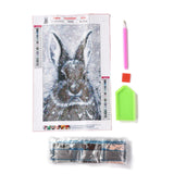 Globleland 5D DIY Diamond Painting Animals Canvas Kits, with Resin Rhinestones, Diamond Sticky Pen, Tray Plate and Glue Clay, Rabbit Pattern, 30x20x0.02cm, 4Set/Pack