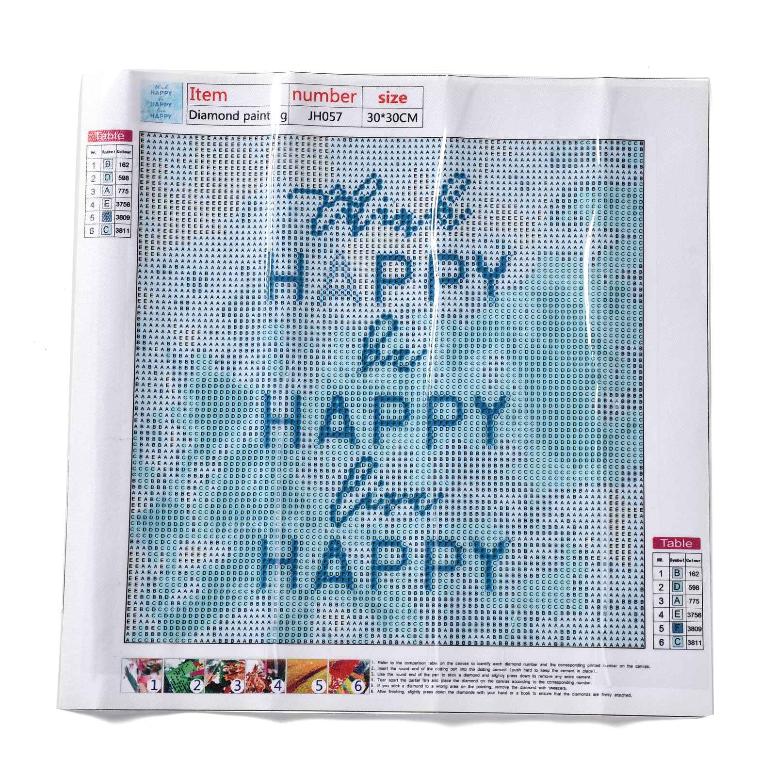 Globleland 5D DIY Diamond Painting Family Theme Canvas Kits, Word Think HAPPY be HAPPY Live HAPPY, with Resin Rhinestones, Diamond Sticky Pen, Tray Plate and Glue Clay, Coconut Tree Pattern, 30x30x0.02cm, 2Set/Pack
