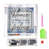 Globleland 5D DIY Diamond Painting Family Theme Canvas Kits, Word Home IS NOT A PLACE IT'S A Feeling, with Resin Rhinestones, Diamond Sticky Pen, Tray Plate and Glue Clay, Arrows Pattern, 30x30x0.02cm, 2Set/Pack