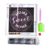 Globleland 5D DIY Diamond Painting Family Theme Canvas Kits, Word HOME Sweet HOME, with Resin Rhinestones, Diamond Sticky Pen, Tray Plate and Glue Clay, Wood Grain Pattern, 29.8x30x0.02cm, 2Set/Pack