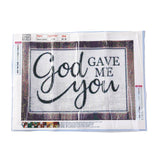 Globleland 5D DIY Diamond Painting Family Theme Canvas Kits, Word God GAVE ME You, with Resin Rhinestones, Diamond Sticky Pen, Tray Plate and Glue Clay, Wood Grain Pattern, 29.5x40x0.02cm, 2Set/Pack