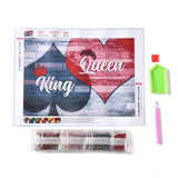 Globleland 5D DIY Diamond Painting Family Theme Canvas Kits, Word King & Queen, with Resin Rhinestones, Diamond Sticky Pen, Tray Plate and Glue Clay, Heart Pattern, 30x40x0.02cm, 2Set/Pack