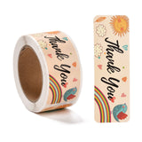 Globleland Rainbow Pattern Paper Gift Tag Stickers, Rectangle with Word Thank You Adhesive Labels Roll Stickers, for Party, Decorative Presents, PeachPuff, 2.8cm, about 120pcs/roll