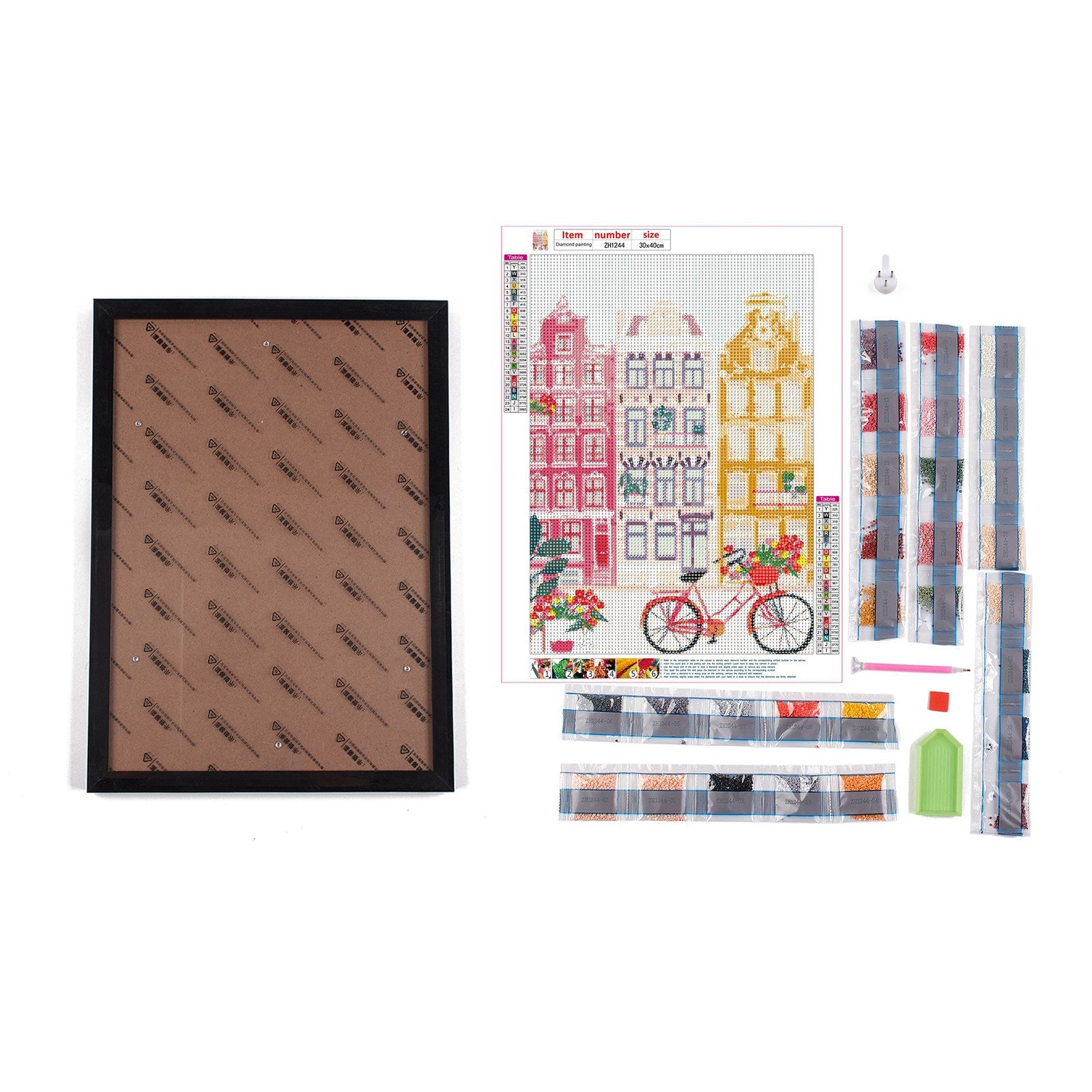 Globleland DIY 5D Amsterdam City Canvas Diamond Painting Kits, with Resin Rhinestones, Sticky Pen, Tray Plate, Glue Clay, Frame and Drawing Pin, for Home Wall Decor Full Drill Diamond Art Gift, Bloemenmarkt, 399x297x3mm, 2Set/Pack