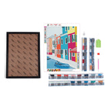 Globleland DIY 5D Veneto City Canvas Diamond Painting Kits, with Resin Rhinestones, Sticky Pen, Tray Plate, Glue Clay, Frame and Drawing Pin, for Home Wall Decor Full Drill Diamond Art Gift, Burano, 399x297x3mm, 2Set/Pack