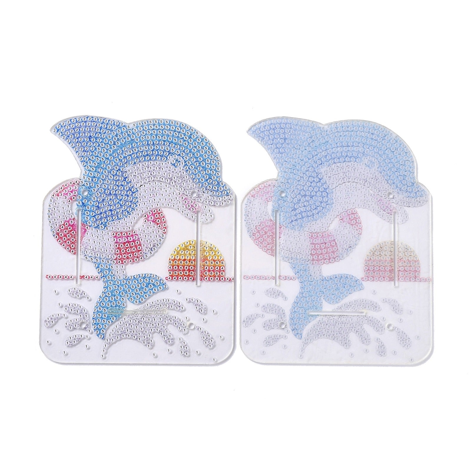 Globleland 5D DIY Dolphin Pattern Animal Diamond Painting Pencil Cup Holder Ornaments Kits, with Resin Rhinestones, Sticky Pen, Tray Plate, Glue Clay and Acrylic Plate, Dolphin Pattern, 140x108x2mm, 2Set/Pack