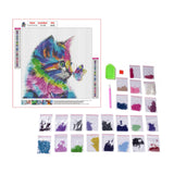 Globleland DIY 5D Animals Cat Pattern Canvas Diamond Painting Kits, with Resin Rhinestones, Sticky Pen, Tray Plate, Glue Clay, for Home Wall Decor Full Drill Diamond Art Gift, 300x296x0.3mm, 4Set/Pack