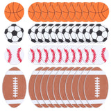 Globleland 150pcs 3 style Sponge Sports Balls Stickers, with Adhesive Back, for Sports Ball Themed Party Decor Supplies, Mixed Color, 30~68x30~38x2mm, 50pcs/style, 1Set/Set