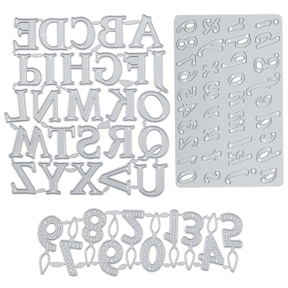 Globleland Number & Alphabet Frame Carbon Steel Cutting Dies Stencils, for DIY Scrapbooking/Photo Album, Decorative Embossing DIY Paper Card, Matte Platinum Color, 3pcs/set