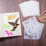 Globleland Flower and Bird Theme/Starry Sky Plastic Painting Stencils, Drawing Template, for DIY Scrapbooking, Mixed Shapes, White, 13x13x0.02cm, 9sheets/set