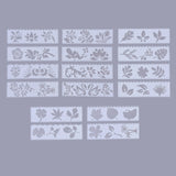 Globleland Plastic Drawing Stencil, Drawing Scale Template, For DIY Scrapbooking, Leaf, White, 55~56x186.5x0.3mm, 16pcs/set