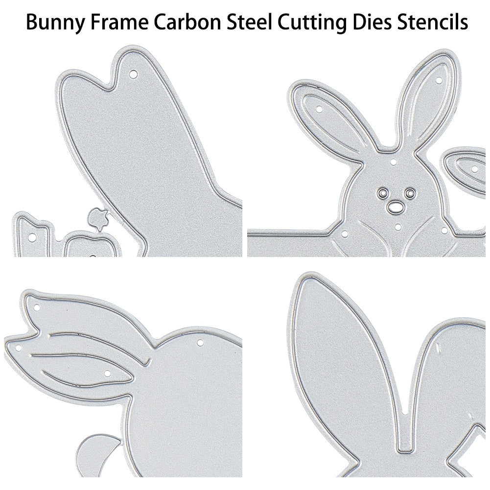 Globleland Carbon Steel Cutting Dies Stencils, for DIY Scrapbooking/Photo Album, Decorative Embossing DIY Paper Card, Rabbit, Matte Platinum Color, 4pcs/set