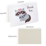 Globleland Envelope and Animal Pattern Thank You Cards Sets, for Mother's Day Valentine's Day Birthday Thanksgiving Day, Colorful, 10.8x16x0.05cm, 20x15.1x0.04cm, 6 Colors, 3sets/color, 18sets/bag
