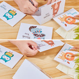 Globleland Envelope and Animal Pattern Thank You Cards Sets, for Mother's Day Valentine's Day Birthday Thanksgiving Day, Colorful, 10.8x16x0.05cm, 20x15.1x0.04cm, 6 Colors, 3sets/color, 18sets/bag