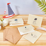 Globleland Leaf Pattern Kraft Envelopes and Greeting Cards Set, Blank Inside, Handwritten Style for Baby Showers & Wedding, BurlyWood, 12.1x9x0.06cm, 17x11.5x0.03cm, 8 Styles, 3sets/style, 24sets/bag