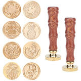 Sealing Wax Stamp Kit(8PCS Wax Seal Stamps Heads,2 Wooden Handles)