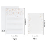 Globleland Paper Letter Envelopes, Rectangle with Star and Moon Pattern, White, 12.5x17.5x0.1cm, 12pcs