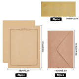 Globleland Gilding Classical Kraft Paper Envelopes with Stickers, and Crown Pattern Letter Paper, BurlyWood, 135x195x0.5mm, Stickers: 35mm, 30sets