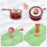 2pcs Wax Seal Stamp Set with Wooden Wax Furnace(Leaf+Flower)