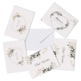 Globleland 30Pcs 3 Style Rectangle Paper Cards, with Word Best Wishes & Leaf Pattern, 30Pcs Paper Envelopes, Mixed Color, 140x93x0.4mm, 10pcs/style