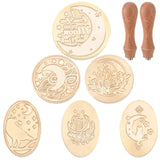 6pcs Wax Seal Stamp Moon Set (Moon Cat, Moon Crystal, Moon Stars, Moon Crow)