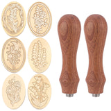 6pcs Seat, Flower and Plant Oval  Wax Seal Stamp Set