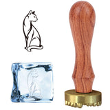 Cat Pattern Ice Stamp Wood Handle Wax Seal Stamp