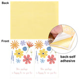 Globleland 45Pcs 3 Colors Coated Paper Self-adhesive Youstickers, Rectangle with Word Thank You & Floral Pattern, Mixed Color, 10.7x8.5x0.02cm, 15pcs/color