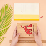 Globleland Rectangle with Pattern Wooden Greeting Cards, with Red Paper InsidePage, with Rectangle Blank Paper Envelopes, Elephant Pattern, Wooden Greeting Card: 1pc, Envelopes: 1pc
