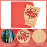 Globleland Rectangle with Pattern Wooden Greeting Cards, with Red Paper InsidePage, with Rectangle Blank Paper Envelopes, Tree Pattern, Wooden Greeting Card: 1pc, Envelopes: 1pc