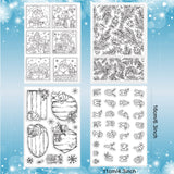 Globleland 4 Sheets 4 Styles PVC Plastic Stamps, for DIY Scrapbooking, Photo Album Decorative, Cards Making, Stamp Sheets, Christmas Themed Pattern, 16x11x0.3cm, 1 sheet/style