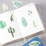 Globleland 2 Sets Self-Adhesive Paper Stickers, Lime Green, Mixed Shapes, Plants Pattern, 37~74x14~80x0.2mmm, 1pc/style, 60 Styles, 60pcs/set