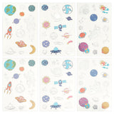 Globleland 6 Sheets 3 Style Body Art Tattoos Stickers, Removable Temporary Tattoos Paper Stickers, Universe Themed Pattern, 12x7.5x0.02cm, Sticker: 5~38.5x5~35mm, 2sheets/style