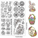 Globleland 4 Sheets 4 Styles PVC Plastic Stamps, for DIY Scrapbooking, Photo Album Decorative, Cards Making, Stamp Sheets, Film Frame, Easter Theme Pattern, 160x110x3mm, 1 sheet/style
