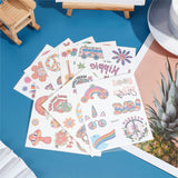 Globleland 8 Sheets 8 Style Love and Peace Theme Paper Body Art Tattoos Stickers, Waterproof Self Adhesive Temporary Tattoo, Mixed Color, 11.5x9.6x0.01cm, sticker: 8~55x4.5~46mm, 1 sheet/style