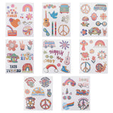 Globleland 8 Sheets 8 Style Love and Peace Theme Paper Body Art Tattoos Stickers, Waterproof Self Adhesive Temporary Tattoo, Mixed Color, 11.5x9.6x0.01cm, sticker: 8~55x4.5~46mm, 1 sheet/style