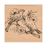 Globleland 1Pc Beechwood Stamps & 1Pc Resin Stamp Sheet, Square, Scrapbook Accessories, Bird Pattern, 7.6x7.58x2.5cm, 1pc/style