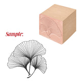 Globleland 1Pc Beechwood Stamps & 1Pc Resin Stamp Sheet, Square, Scrapbook Accessories, Leaf Pattern, 7.6x7.58x2.5cm, 1pc/style