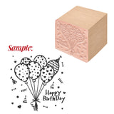 Globleland 1Pc Beechwood Stamps & 1Pc Resin Stamp Sheet, Square, Scrapbook Accessories, Balloon Pattern, 7.6x7.58x2.5cm, 1pc/style