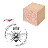 Globleland 1Pc Beechwood Stamps & 1Pc Resin Stamp Sheet, Square, Scrapbook Accessories, Bees Pattern, 7.6x7.58x2.5cm, 1pc/style