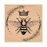 Globleland 1Pc Beechwood Stamps & 1Pc Resin Stamp Sheet, Square, Scrapbook Accessories, Bees Pattern, 7.6x7.58x2.5cm, 1pc/style