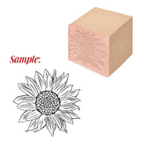 Globleland 1Pc Beechwood Stamps & 1Pc Resin Stamp Sheet, Square, Scrapbook Accessories, Sunflower Pattern, 7.6x7.58x2.5cm, 1pc/style