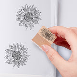 Globleland 1Pc Beechwood Stamps & 1Pc Resin Stamp Sheet, Square, Scrapbook Accessories, Sunflower Pattern, 7.6x7.58x2.5cm, 1pc/style