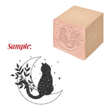 Globleland 1Pc Beechwood Stamps, with 1Pc Resin Stamp Sheet, Square, Scrapbook Accessories, Cat Pattern, 7.5x7.5x2.3cm