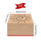 Globleland 1Pc Beechwood Stamps, with 1Pc Resin Stamp Sheet, Square, Scrapbook Accessories, Sun Pattern, 7.5x7.5x2.3cm