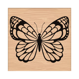 Globleland 1Pc Beechwood Stamps, with 1Pc Resin Stamp Sheet, Square, Scrapbook Accessories, Butterfly Pattern, 7.5x7.5x2.3cm