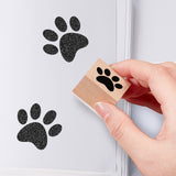 Globleland 1Pc Beechwood Stamps, with 1Pc Resin Stamp Sheet, Square, Scrapbook Accessories, Paw Print, 7.5x7.5x2.3cm