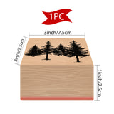 Globleland 1Pc Beechwood Stamps, with 1Pc Resin Stamp Sheet, Square, Scrapbook Accessories, Tree Pattern, 7.5x7.5x2.3cm