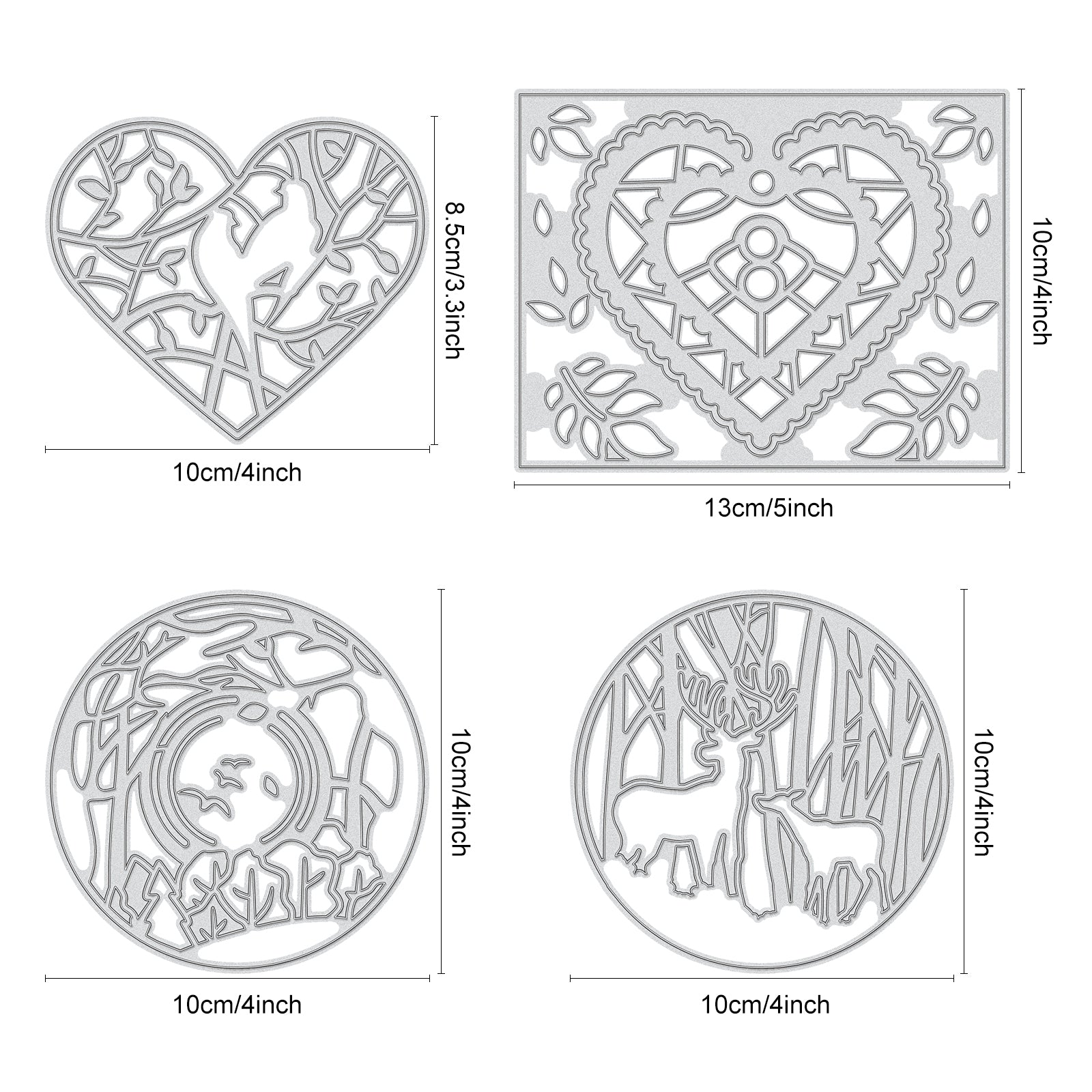 GLOBLELAND 4Pcs Hollow Metal Cutting Dies Heart Frame Cutting Dies for DIY Making Paper Card Craft Decoration Supplies, Matte Platinum