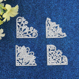 GLOBLELAND 4pcs Metal Corner Lace Cutting Dies Lace Pocket Cutting Dies Stencils for DIY Scrapbooking Album Decorative Paper Dies Card Making, Matte Platinum